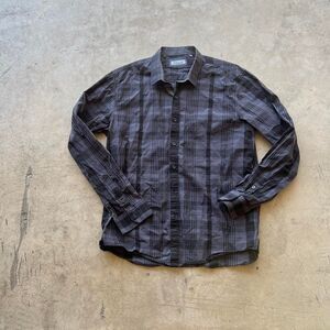 7Diamonds 7 Diamonds y2k Black & Grey Plaid Button up Mens size XL
